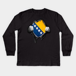 Bosnia and Herzegovina Flag. Proud Bosnian Kids Long Sleeve T-Shirt